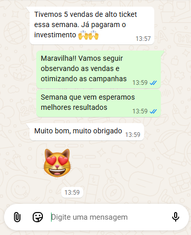 Print de conversa com cliente aprovando a entrega